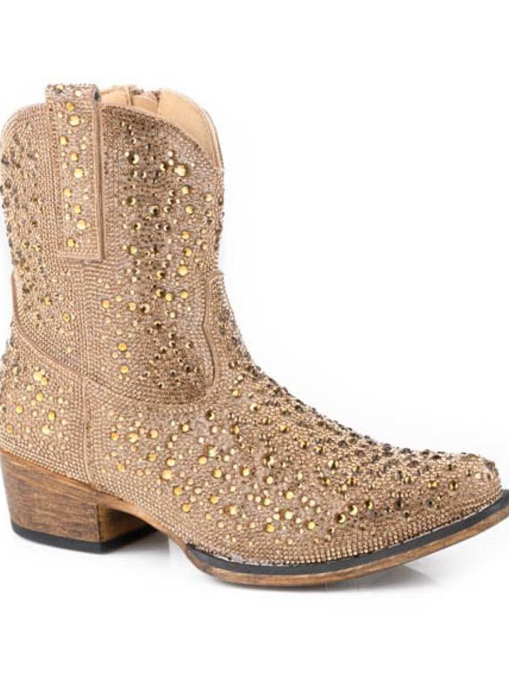Roper Taupe Studded Western Ankle Boot-Worn for 2hrs @ Grand Ole Opry on  Carpet